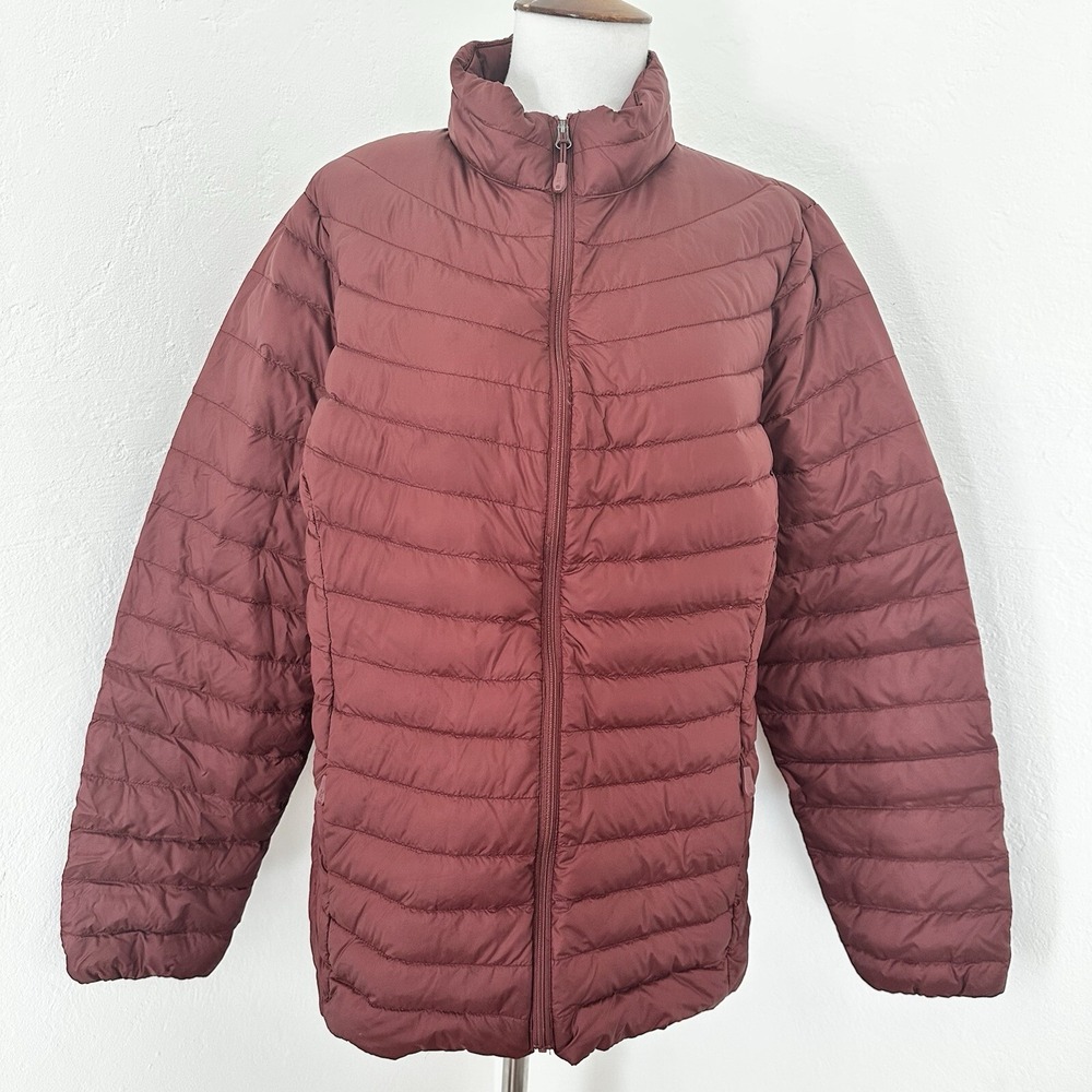 32 Degrees Down Puffer Jacket Womens Large Ultra Light Packable Red Spice